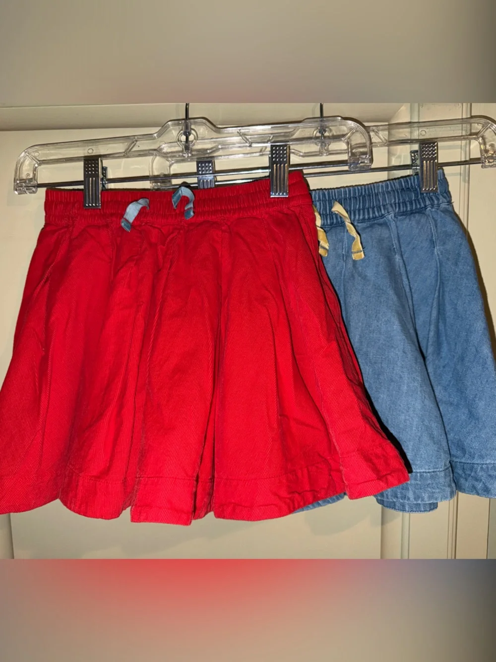Mini Boden Red Corduroy and Denim skirts- set of 2